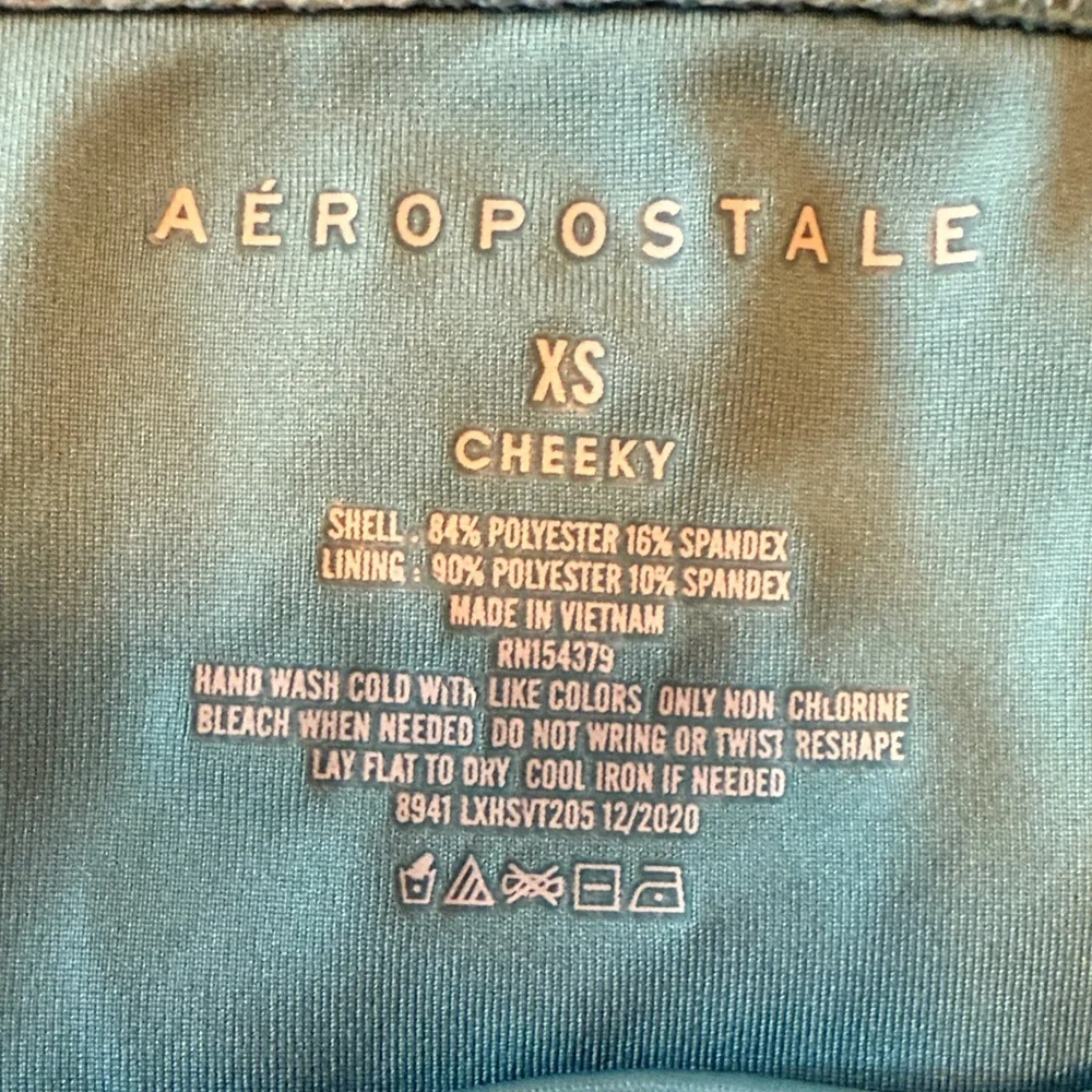 Aeropostale Teal Blue Flower Print Cheeky Bikini Bottom Size XS - Picture 2 of 6
